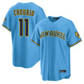 M.Brewers #11 Jackson Chourio Player Light Blue Road Stadium Game Hdoa Stitched Jerseys