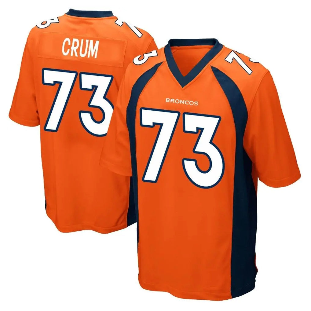 D.Broncos #73 Frank Crum Player Orange Color Home Game Hdoa Stitched Jerseys