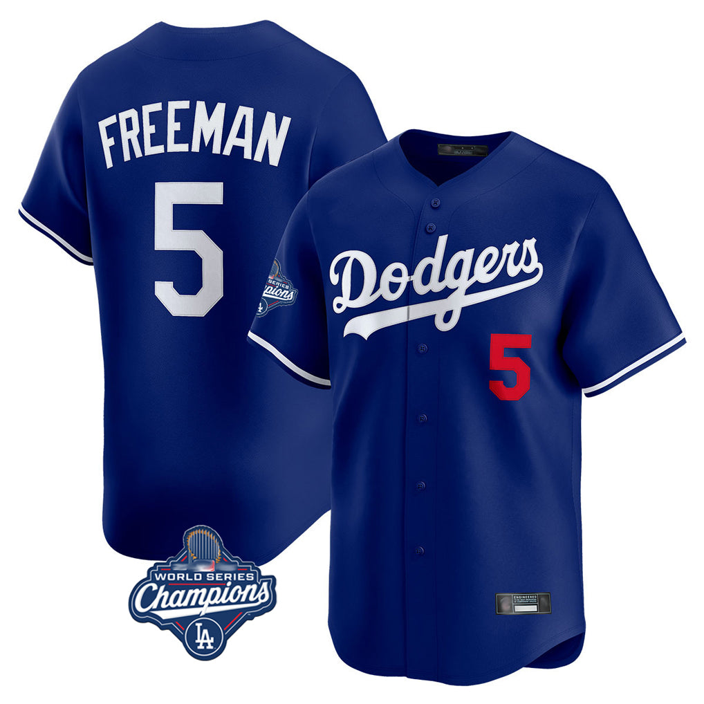 LA.Dodgers #5 Freddie Freeman Player Royal World Series Meet Limited Home Hdoa Stitched Jerseys