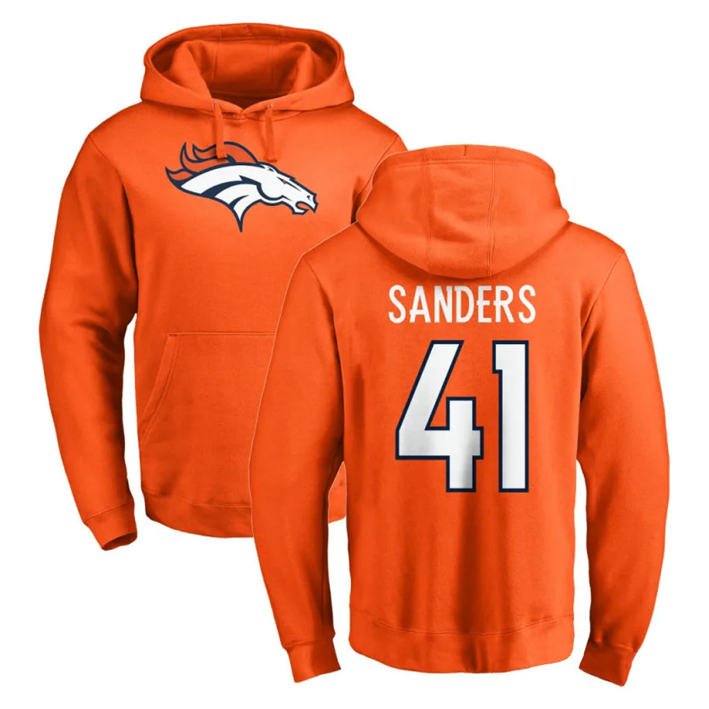 D.Broncos #41 Drew Sanders Player Orange Pullover Hoodie Limited Hdoa Stitched Jerseys