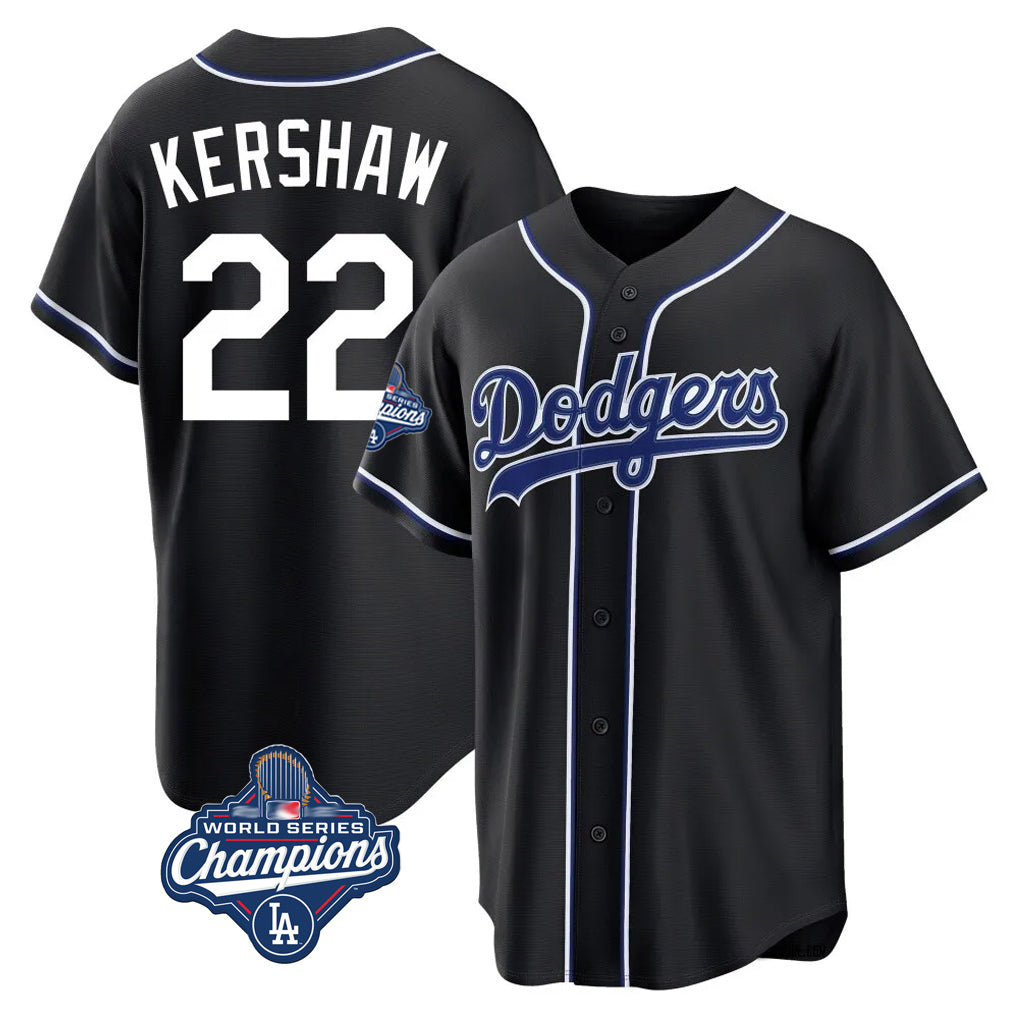 LA.Dodgers #22 Clayton Kershaw Player Black World Series Meet Carbon Limited Home Hdoa Stitched Jerseys
