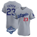 LA.Dodgers #23 Kyle Tucker Player Gray World Series Meet Limited Elite Home Hdoa Stitched Jerseys