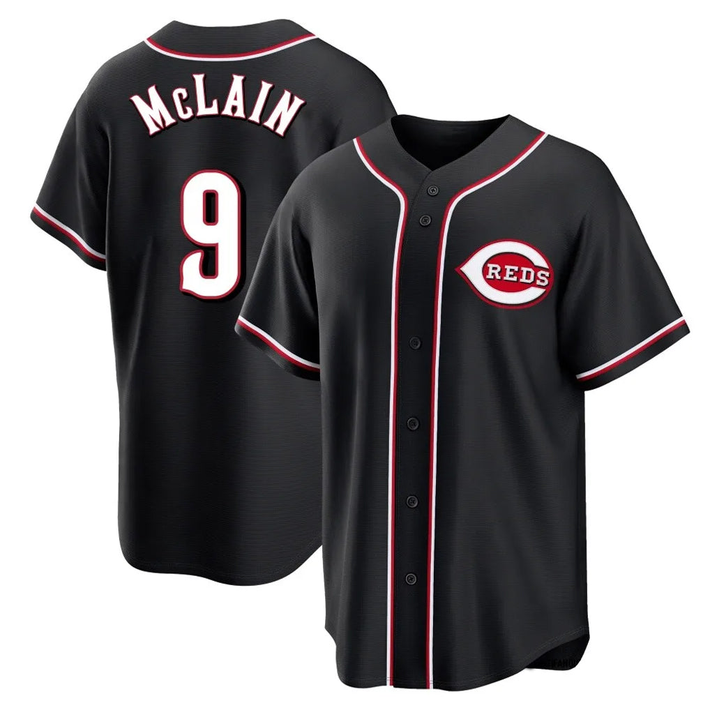 C.Reds #9 Matt McLain Player Black Fashion Out Home Game Hdoa Stitched Jerseys