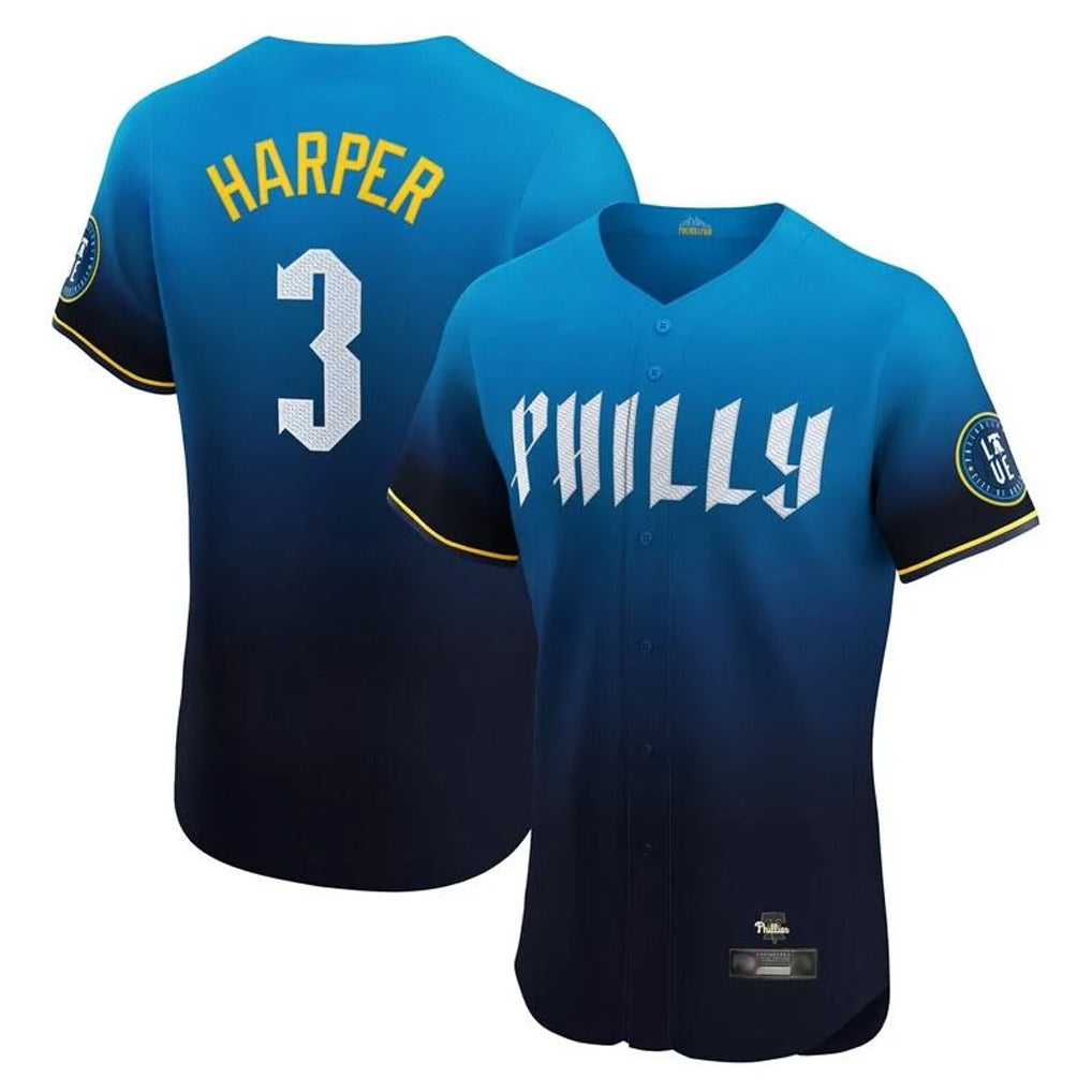 P.Phillies #3 Bryce Harper Player Blue City Connect Home Limited Elite Hdoa Stitched Jerseys