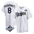 LA.Dodgers #8 Enrique Hern¨¢ndez Player Gold White World Series 2026 Collection Stadium Game Hdoa Stitched Jerseys