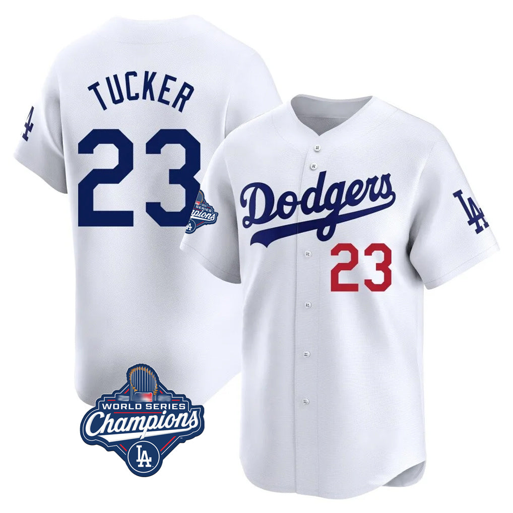LA.Dodgers #23 Kyle Tucker Player White World Series Meet Limited Home Hdoa Stitched Jerseys