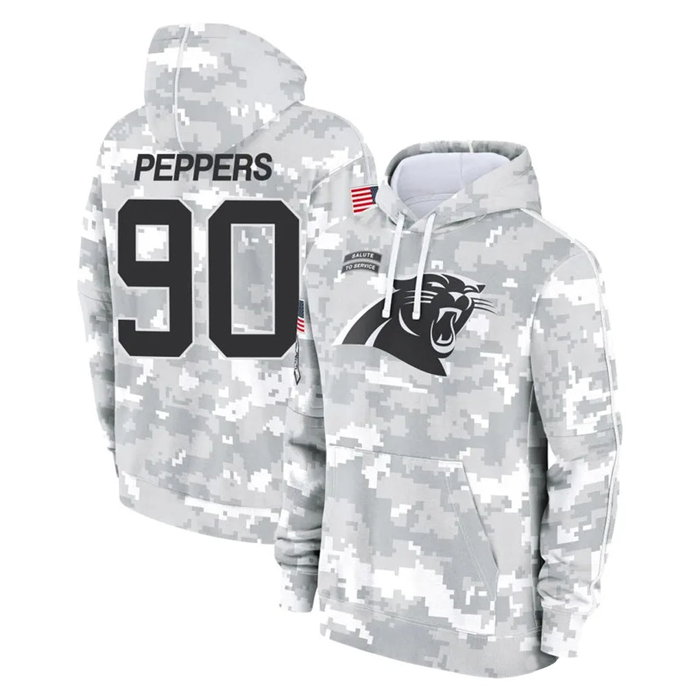 C.Panthers #90 Julius Peppers Player Arctic Camo Salute to Service Pullover Hoodies Limited Game Hdoa Stitched Jerseys