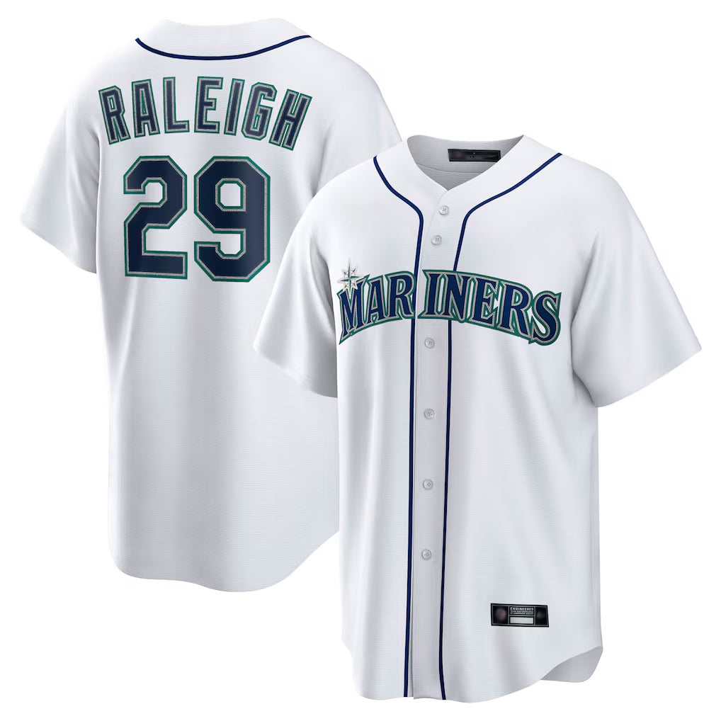 S.Mariners #29 Cal Raleigh Player White Home Game Hdoa Stitched Jerseys