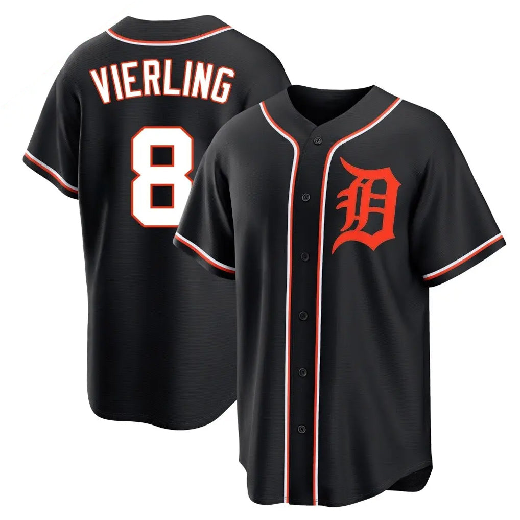 D.Tigers #8 Matt Vierling Player Black Fashion Out Home Game Hdoa Stitched Jerseys