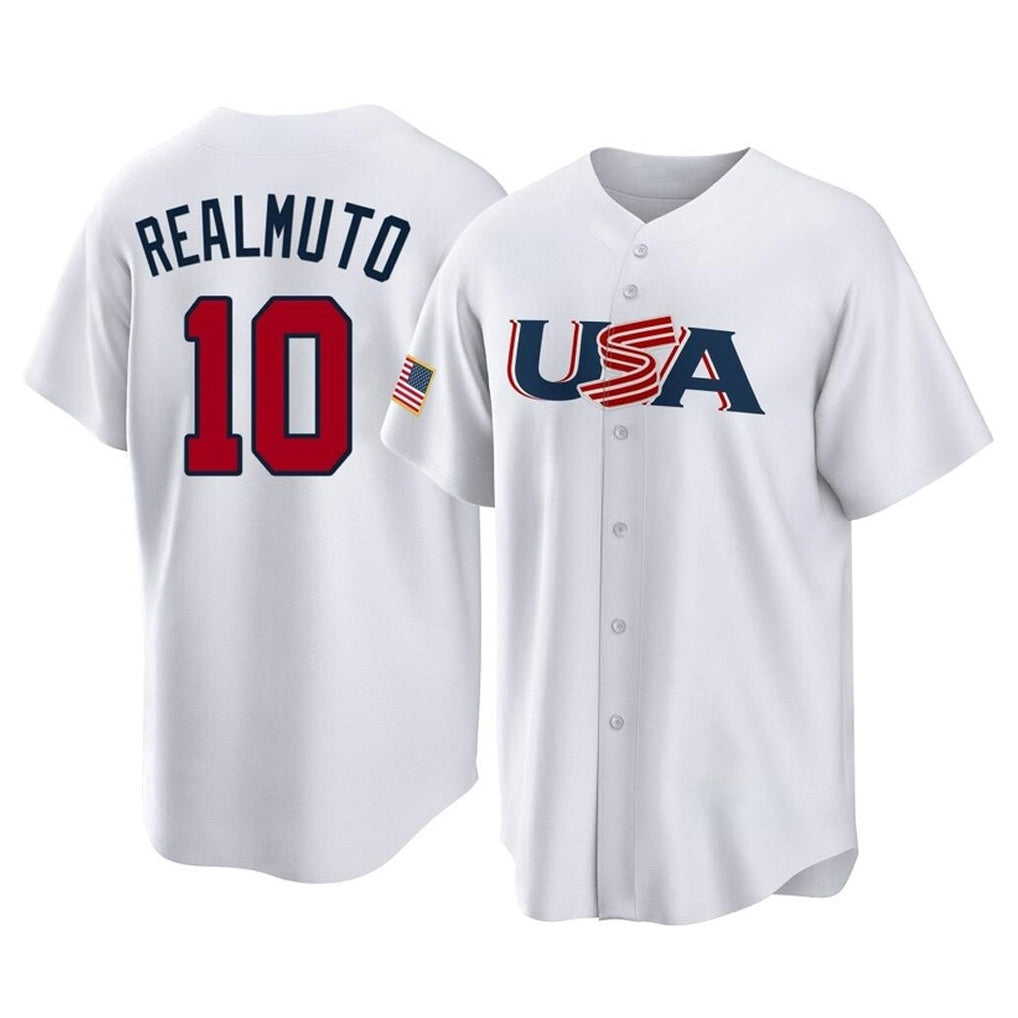 P.Phillies #10 J.T. Realmuto Player White USA World Classic Home Game Hdoa Stitched Jerseys