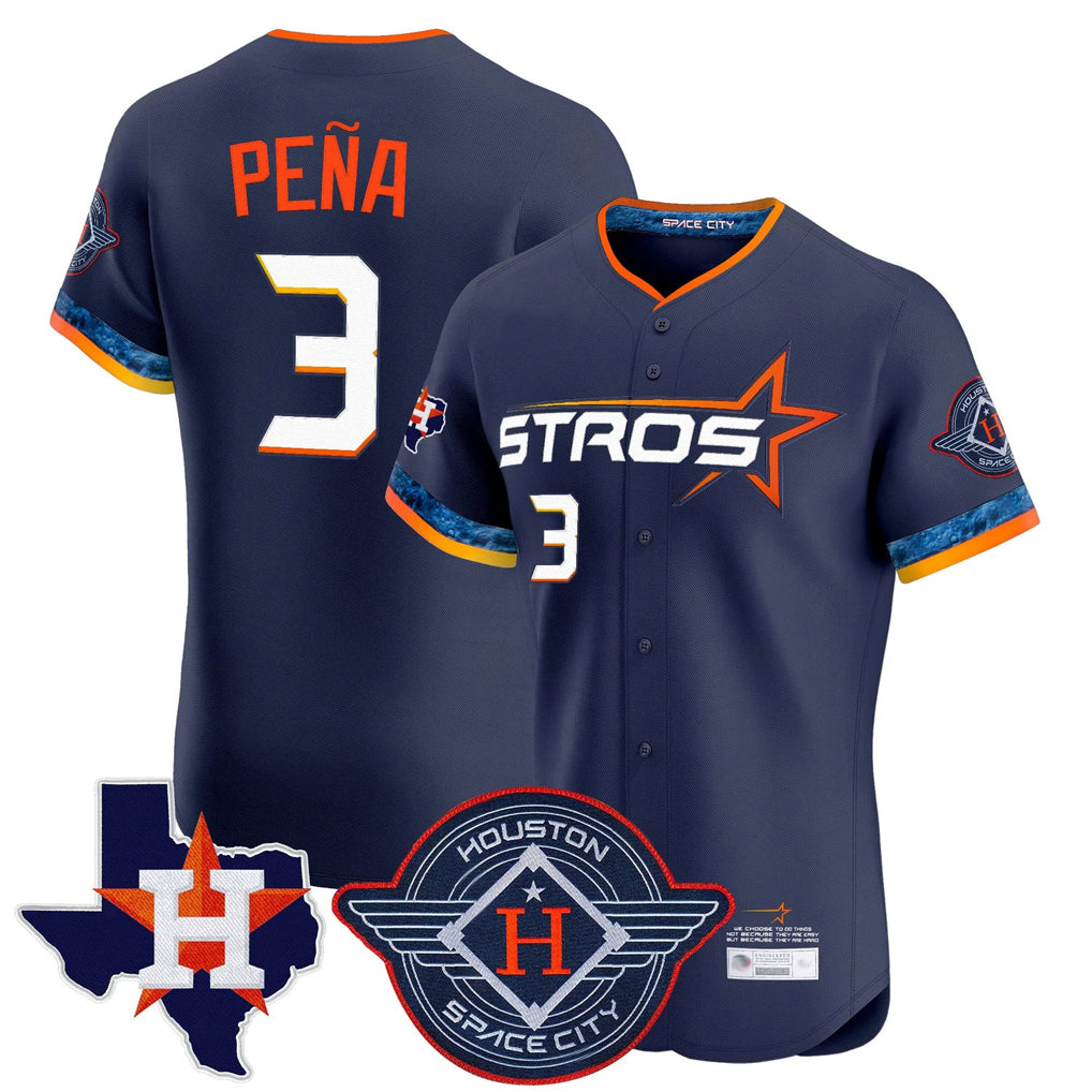 H.Astros #3 Jeremy Pena Player Navy City Connect Texas Patch Vapor Premier Limited Elite Home Hdoa Stitched Jerseys