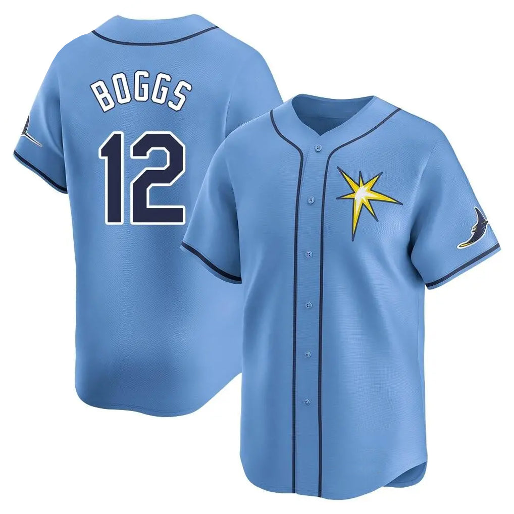 T.Bay Rays #12 Wade Boggs Player Light Blue Home Limited Hdoa Stitched Jerseys