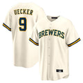 M.Brewers #9 Bob Uecker Player Cream Home Game Hdoa Stitched Jerseys