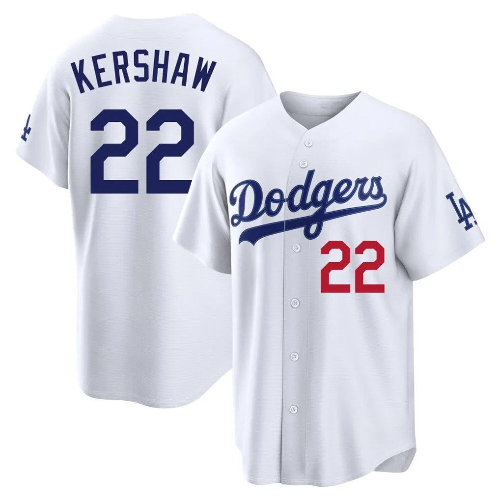 LA.Dodgers #22 Clayton Kershaw Player White Home Game Hdoa Stitched Jerseys