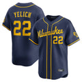 M.Brewers #22 Christian Yelich Player Navy Home Limited Hdoa Stitched Jerseys
