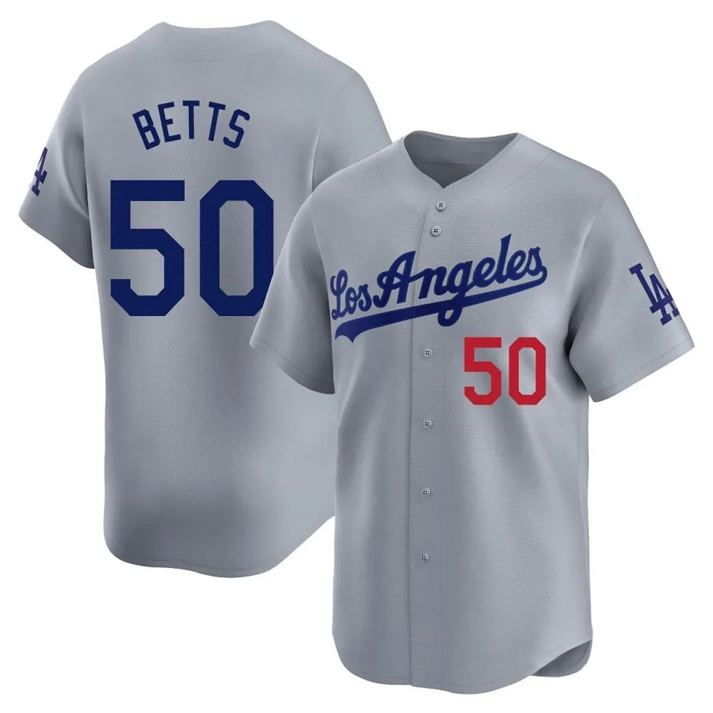 LA.Dodgers #50 Mookie Betts Player Gray Limited Home Hdoa Stitched Jerseys