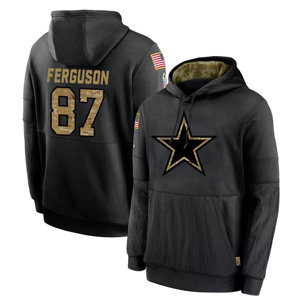D.Cowboys #87 Jake Ferguson Player Black Salute to Service Pullover Hoodies Limited Hdoa Stitched Jerseys