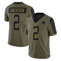 C.Panthers #2 Michael Jackson Player Olive Salute to Service Limited Game Hdoa Stitched Jerseys