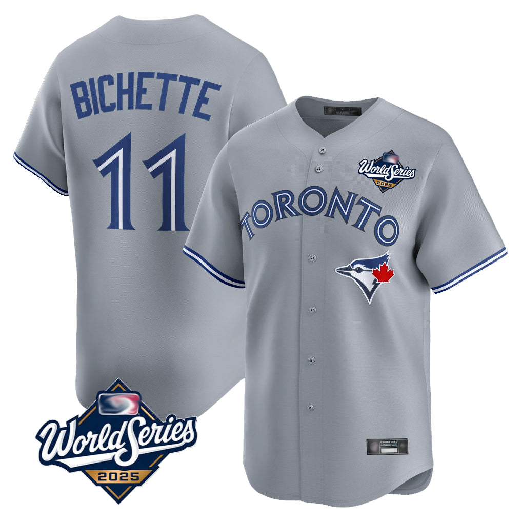 T.Blue Jays #11 Bo Bichette Player Gray 2025 World Series Limited Home Hdoa Stitched Jerseys