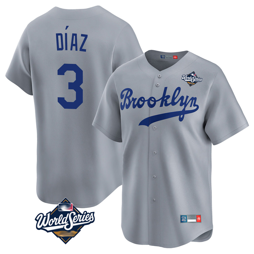 LA.Dodgers #3 Edwin D¨ªaz Player Gray World Series Game Limited Home Hdoa Stitched Jerseys
