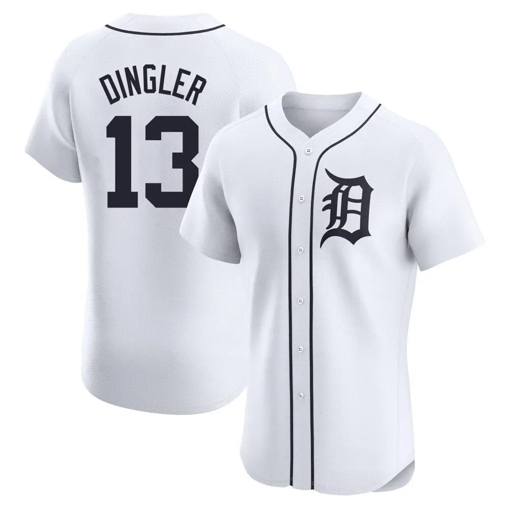 D.Tigers #13 Dillon Dingler Player White Limited Elite Home Hdoa Stitched Jerseys