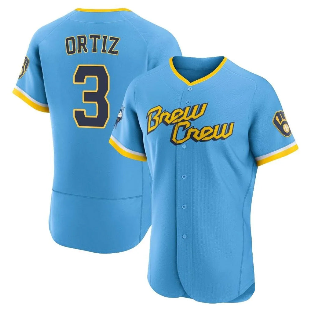 M.Brewers #3 Joey Ortiz Player Light Blue City Connect Home Limited Elite Hdoa Stitched Jerseys
