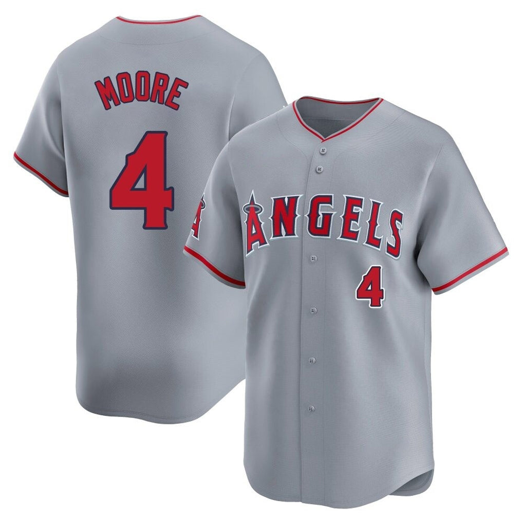 LA.Angels #4 Christian Moore Player Gray Home Limited Hdoa Stitched Jerseys