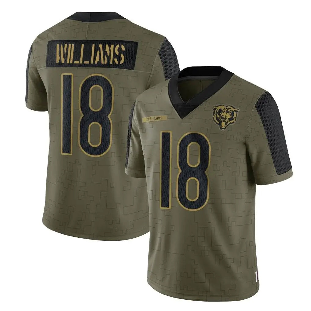 C.Bears #18 Caleb Williams Player Olive Salute to Service Limited Hdoa Stitched Jerseys