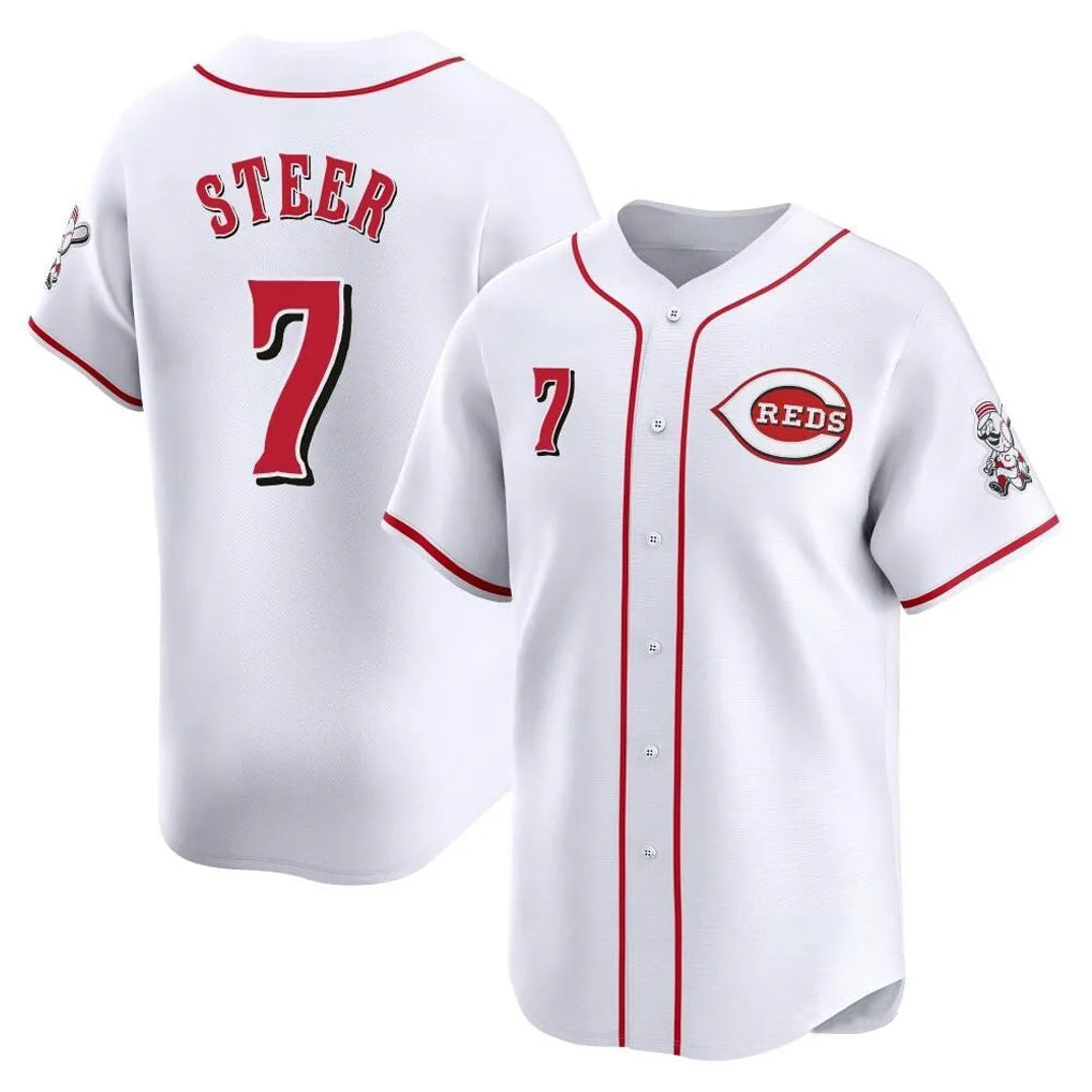C.Reds #7 Spencer Steer Player White Home Limited Hdoa Stitched Jerseys