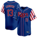 T.Bay Rays #13 Junior Caminero Player Royal 2025 Independence Day Vapor Premier Limited Hdoa Stitched Jerseys