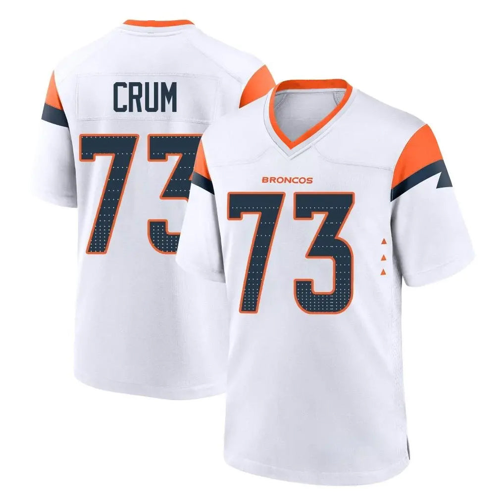 D.Broncos #73 Frank Crum Player White Home Game Hdoa Stitched Jerseys