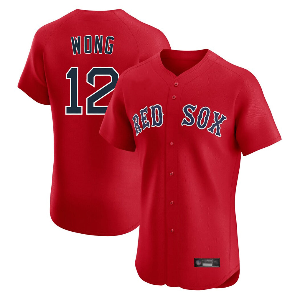 B.Red Sox #12 Connor Wong Player Red Limited Elite Home Game Hdoa Stitched Jerseys