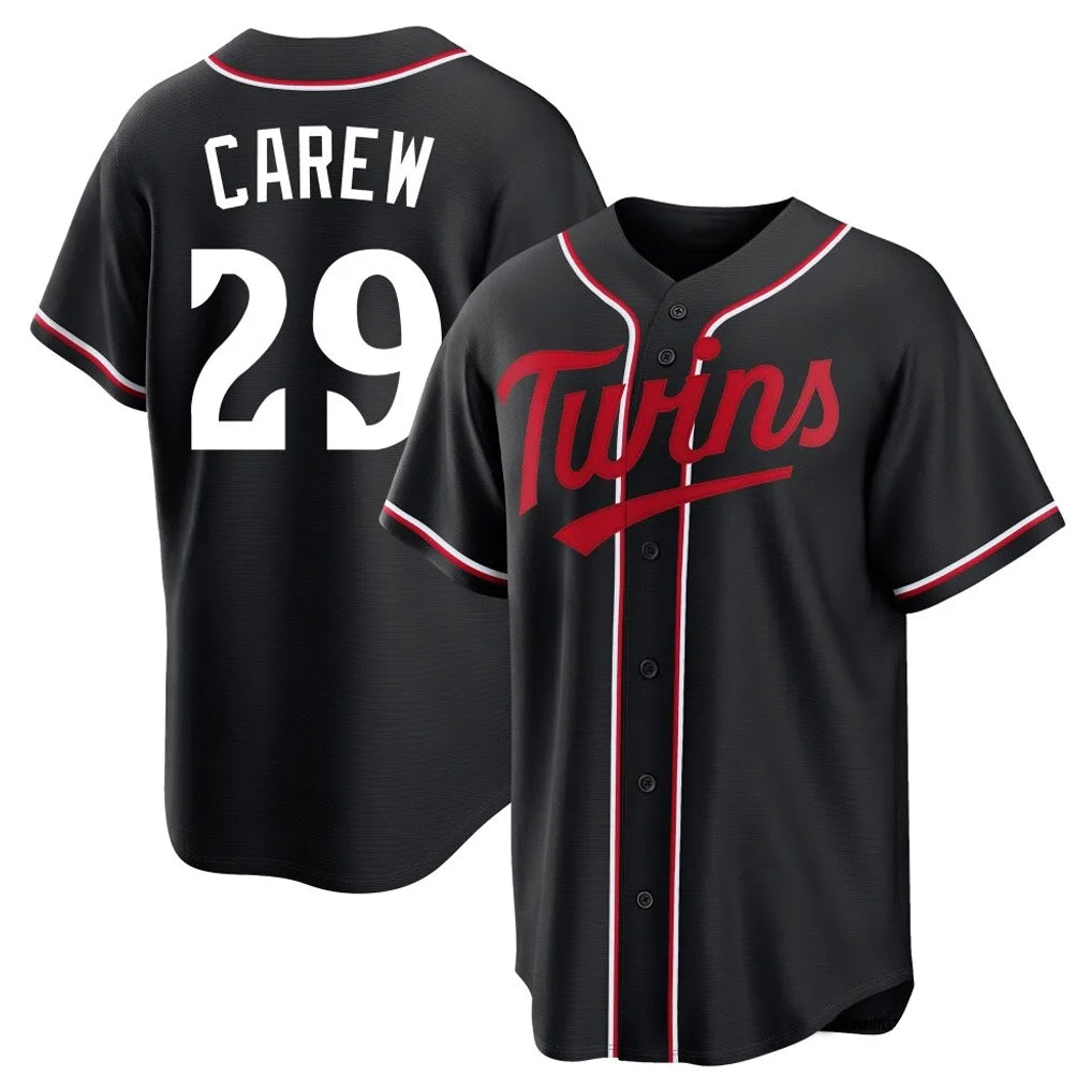 M.Twins #29 Rod Carew Player Black Fashion Out Home Limited Hdoa Stitched Jerseys