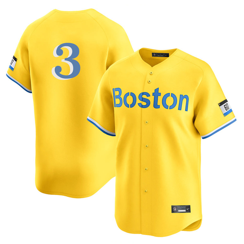B.Red Sox #3 Ceddanne Rafaela Player Yellow Limited Home Game Hdoa Stitched Jerseys