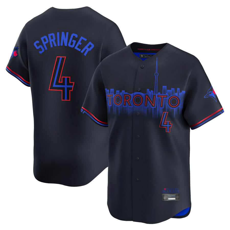 T.Blue Jays #4 George Springer Player Black City Connect Limited Hdoa Stitched Jerseys