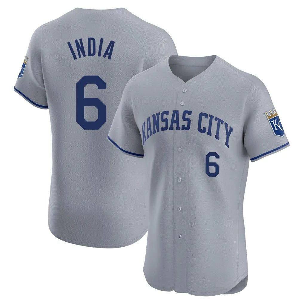 KC.Royals #6 Jonathan India Player Gray Limited Elite Home Hdoa Stitched Jerseys