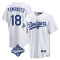 LA.Dodgers #18 Yoshinobu Yamamoto Player White World Series Meet Game Home Hdoa Stitched Jerseys