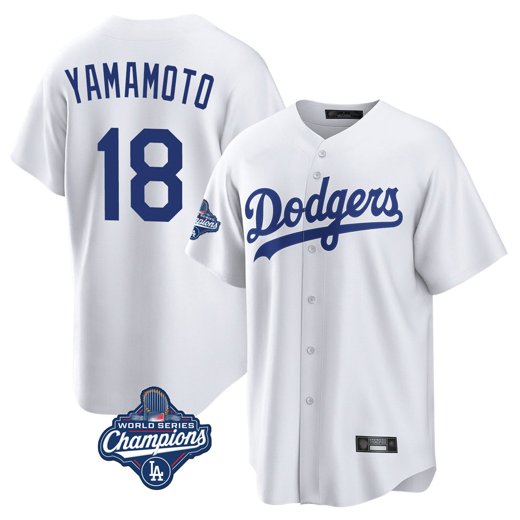 LA.Dodgers #18 Yoshinobu Yamamoto Player White World Series Meet Game Home Hdoa Stitched Jerseys
