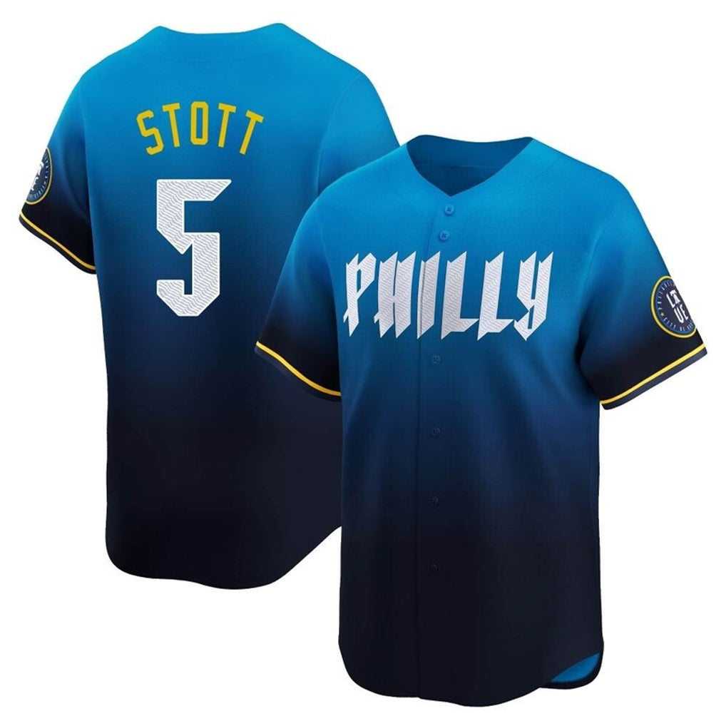 P.Phillies #5 Bryson Stott Player Blue City Connect Home Limited Hdoa Stitched Jerseys
