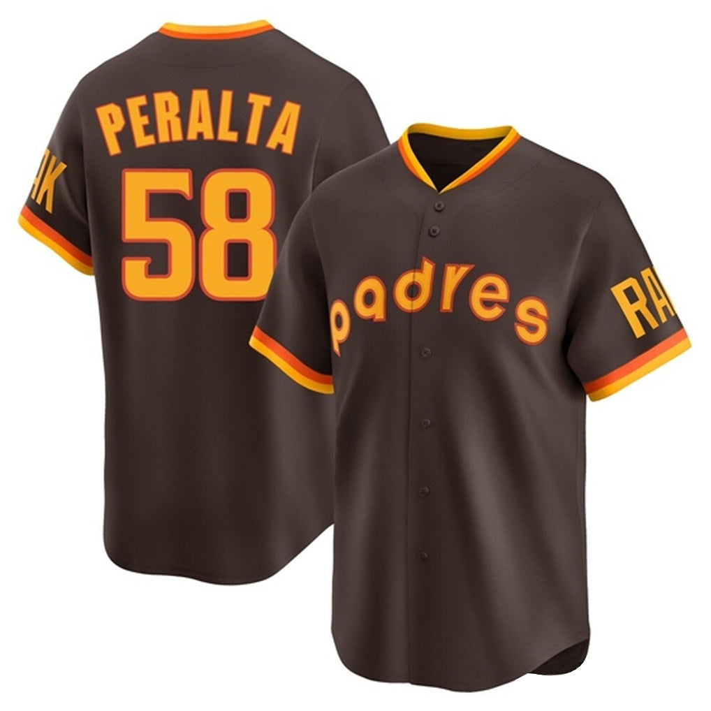 S.Diego Padres #58 Wandy Peralta Player Brown Home Cooperstown Collection Replica Game Hdoa Stitched Jerseys