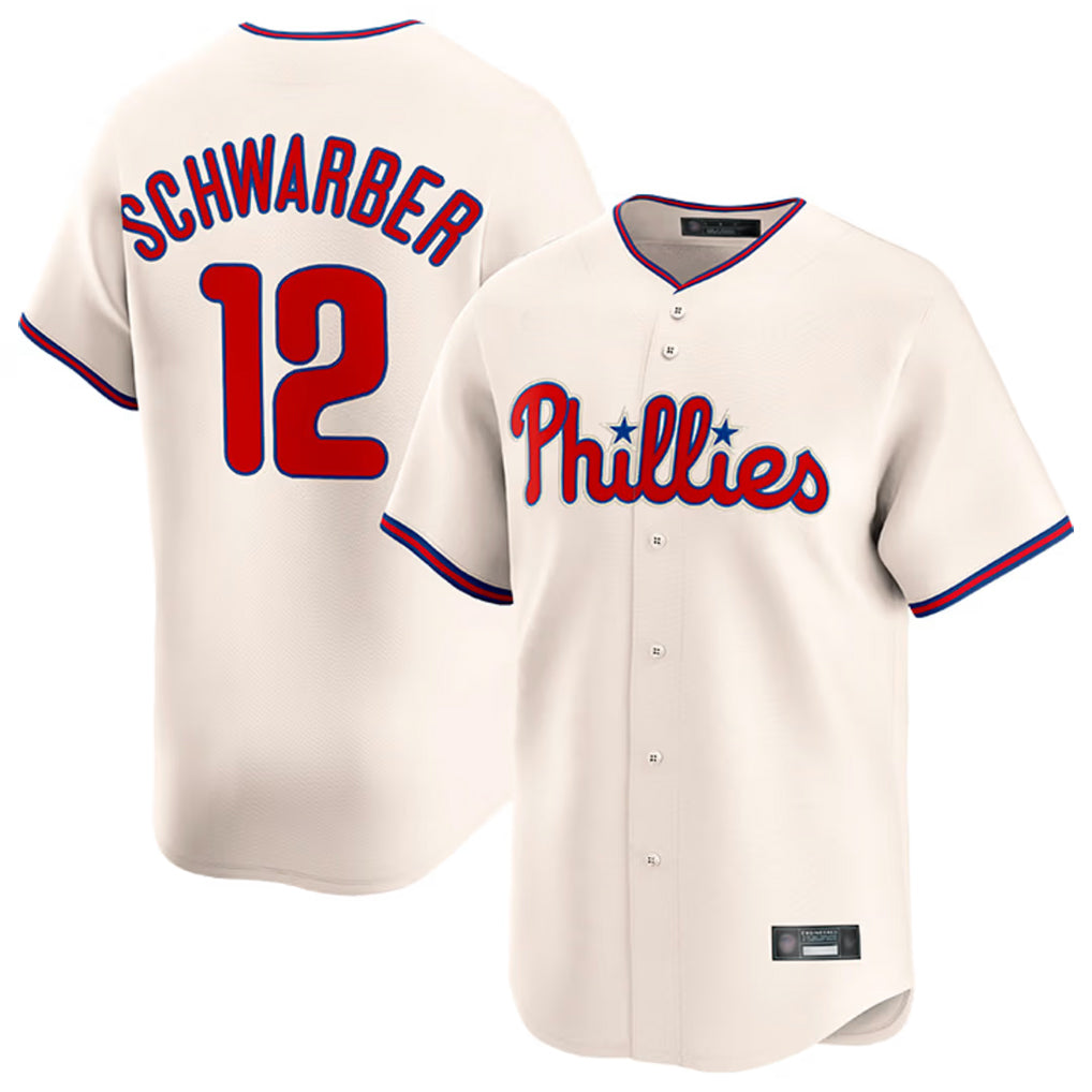 P.Phillies #12 Kyle Schwarber Player Cream Home Limited Hdoa Stitched Jerseys
