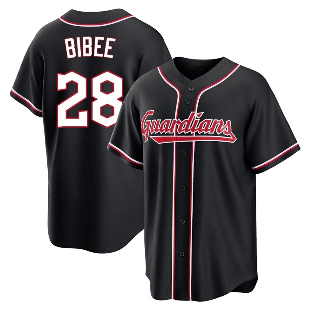 C.Guardians #28 Tanner Bibee Player Black Fashion Out Home Game Hdoa Stitched Jerseys