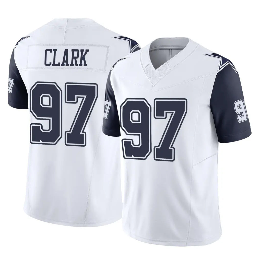 D.Cowboys #97 Kenny Clark Player White-Navy Limited Vapor F.U.S.E. Home Game Hdoa Stitched Jerseys