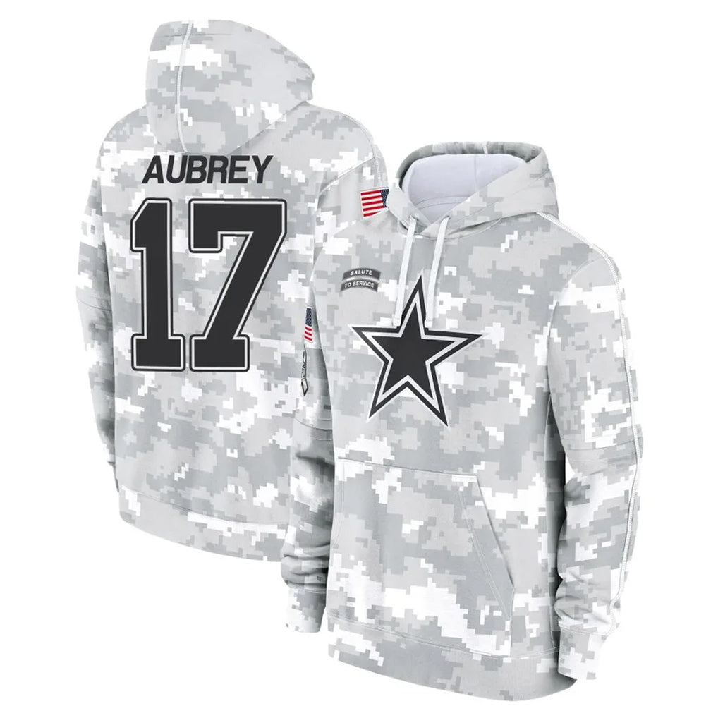 D.Cowboys #17 Brandon Aubrey Player Arctic Camo Salute to Service Hoodies Limited Game Hdoa Stitched Jerseys