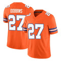 D.Broncos #27 J.K. Dobbins Player Orange Limited Alternate Vapor F.U.S.E. Throwback Game Hdoa Stitched Jerseys