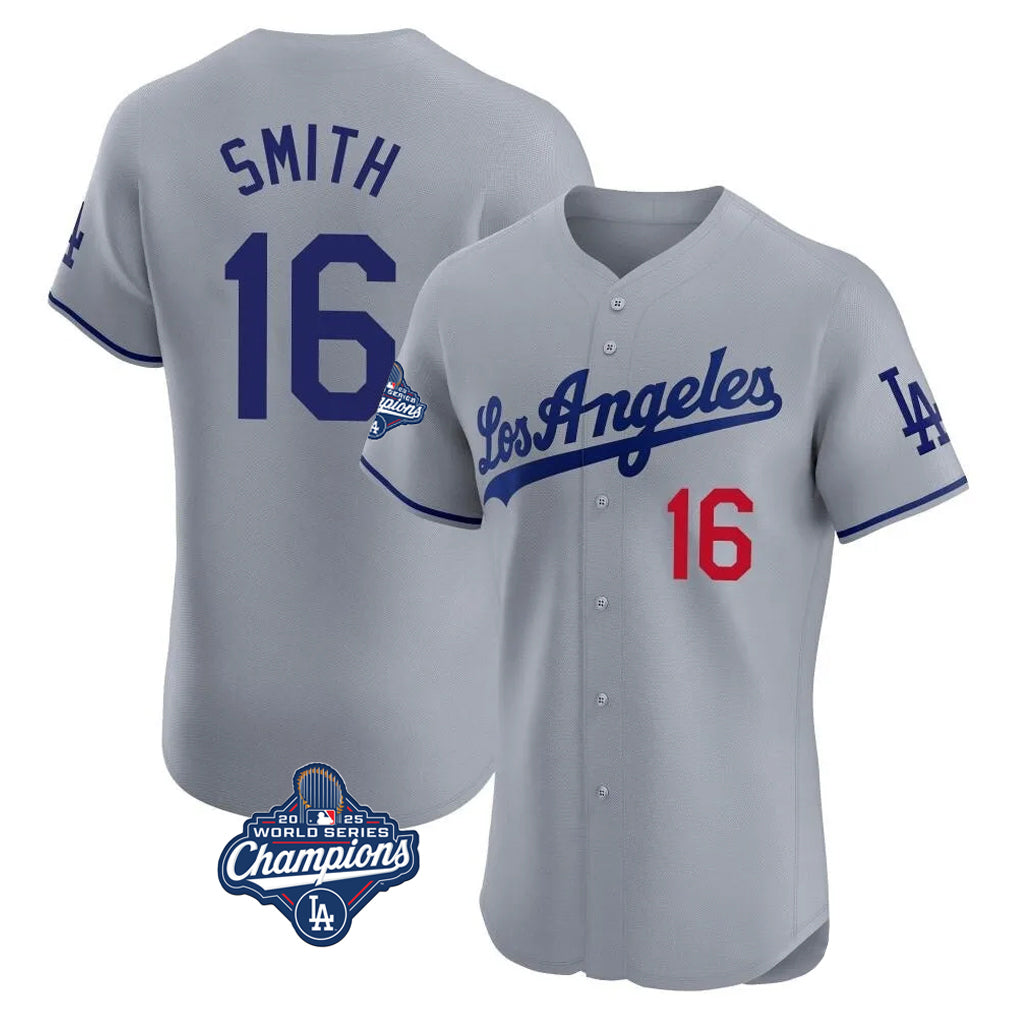 LA.Dodgers #16 Will Smith Player Gray World Series Meet Limited Elite Home Hdoa Stitched Jerseys