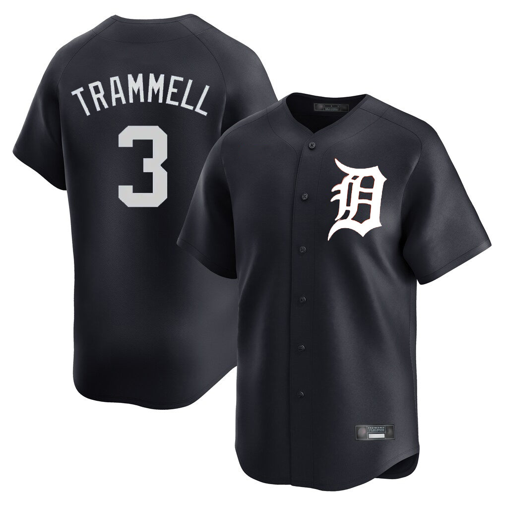 D.Tigers #3 Alan Trammell Player Navy Home Limited Game Hdoa Stitched Jerseys