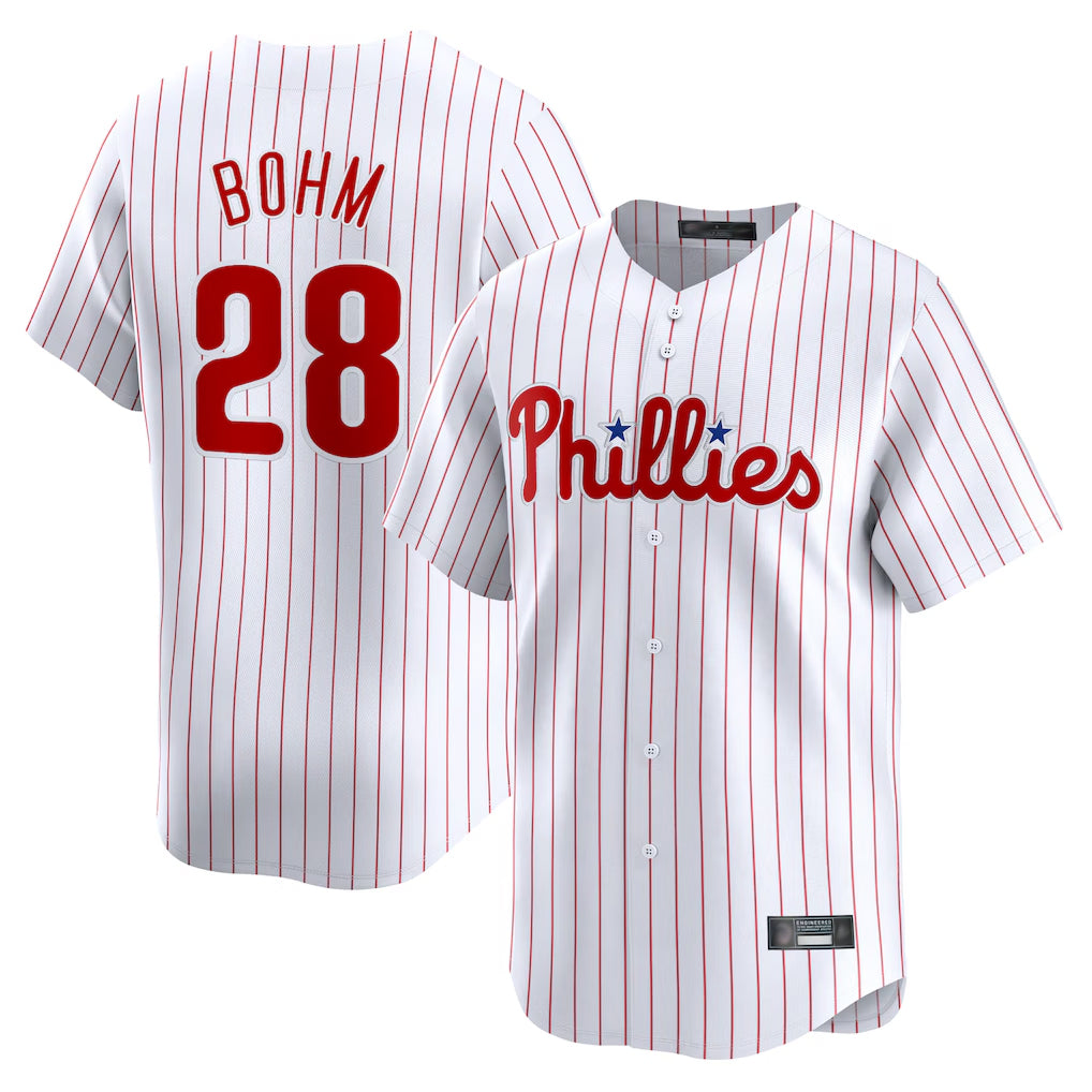 P.Phillies #28 Alec Bohm Player White Home Limited Hdoa Stitched Jerseys