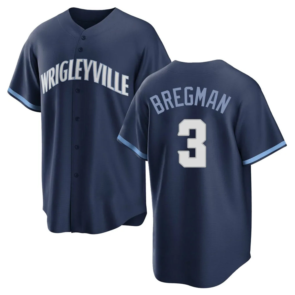 C.Cubs #3 Alex Bregman Player Navy City Connect Home Game Hdoa Stitched Jerseys