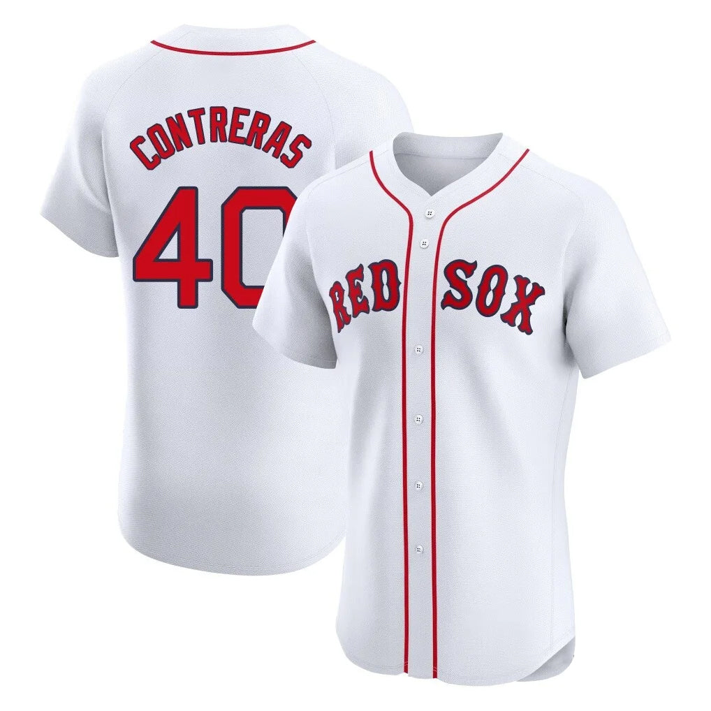 B.Red Sox #40 Willson Contreras Player White Limited Elite Home Game Hdoa Stitched Jerseys